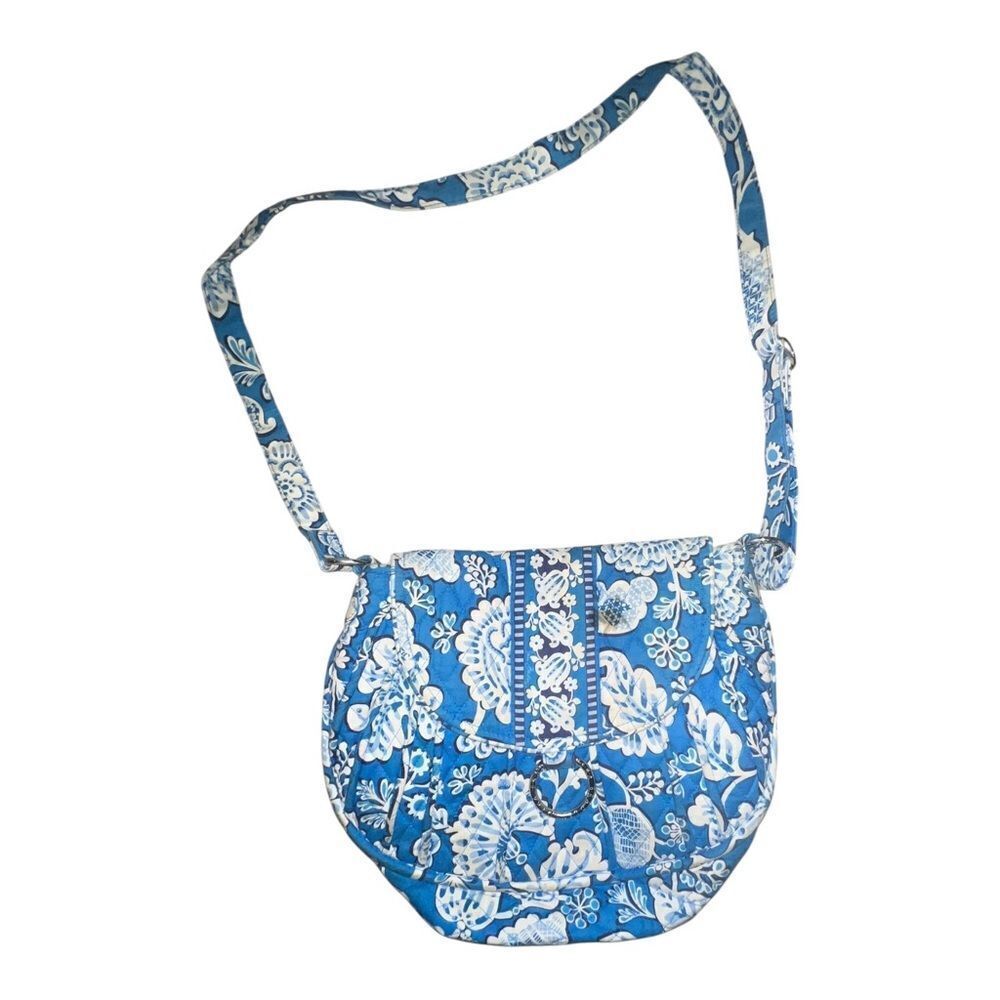 Vera Bradley Blue Lagoon Saddle Up Crossbody Purse Bag Pink Retired GUC